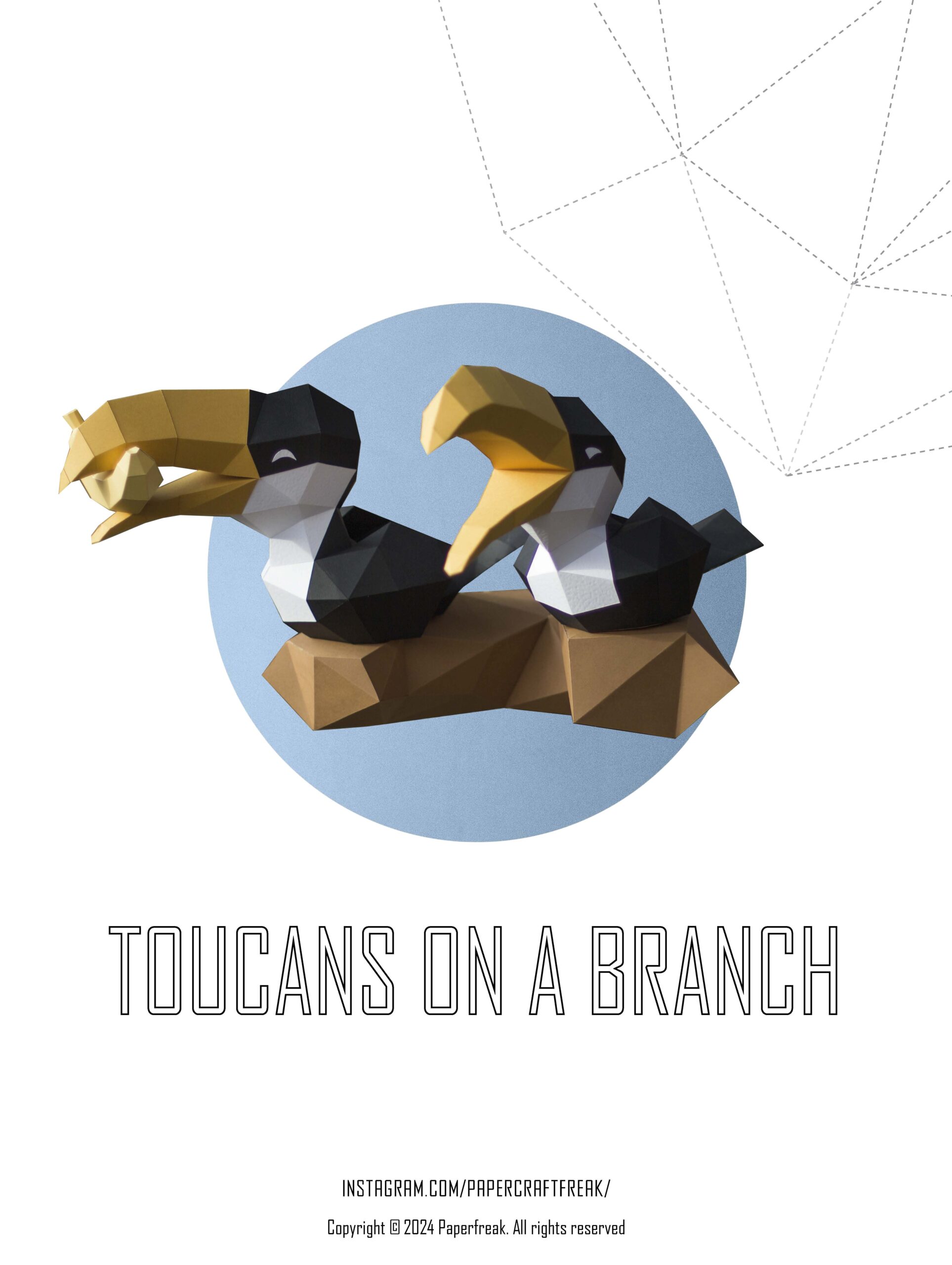 Papercraft de toucans sur branche en origami 3D Papercraft de toucans sur branche en origami 3D