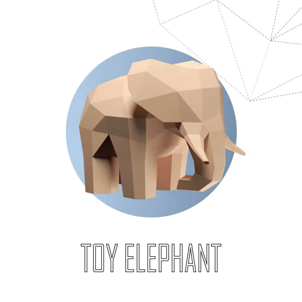 Papercraft de elefante bege em origami 3D