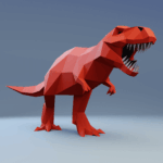 Papercraft T-Rex dinosaur in 3D origami paper