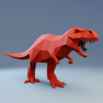 Papercraft T-Rex dinosaur in 3D origami paper