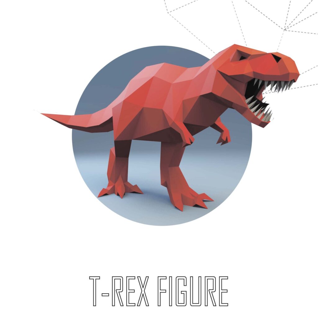 Papercraft T-Rex dinosaur in 3D origami paper