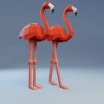 Papercraft mehrere Flamingos in 3D-Origami