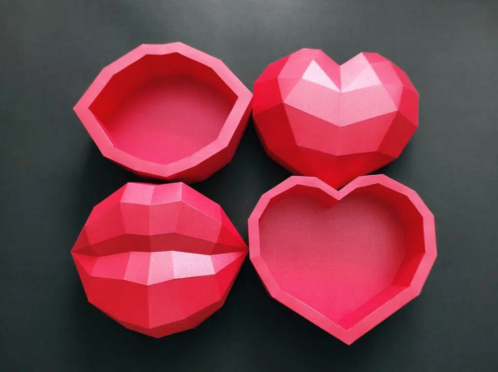 3D origami dozen hart en lippen, 3D-model