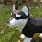 Papercraft de filhote de Husky em origami