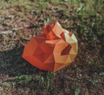 Papercraft lion head in origami
