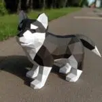Papercraft de filhote de Husky em origami