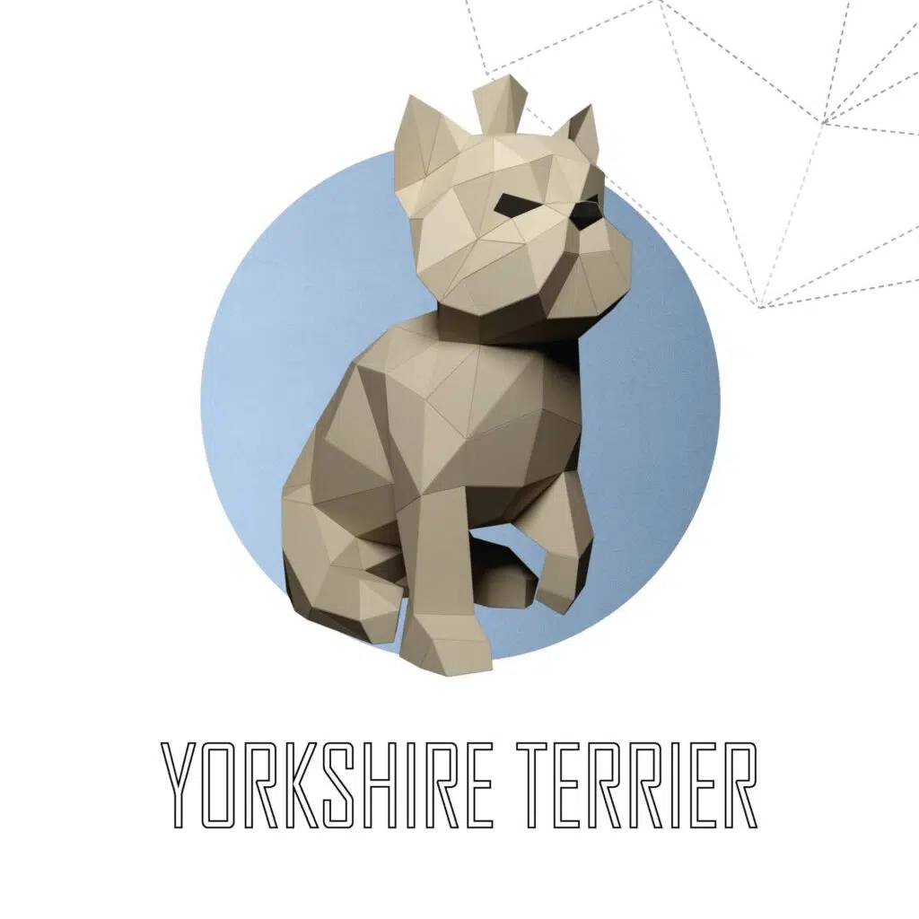 Papercraft Yorkshire-Terrier-Welpe als 3D-Origami