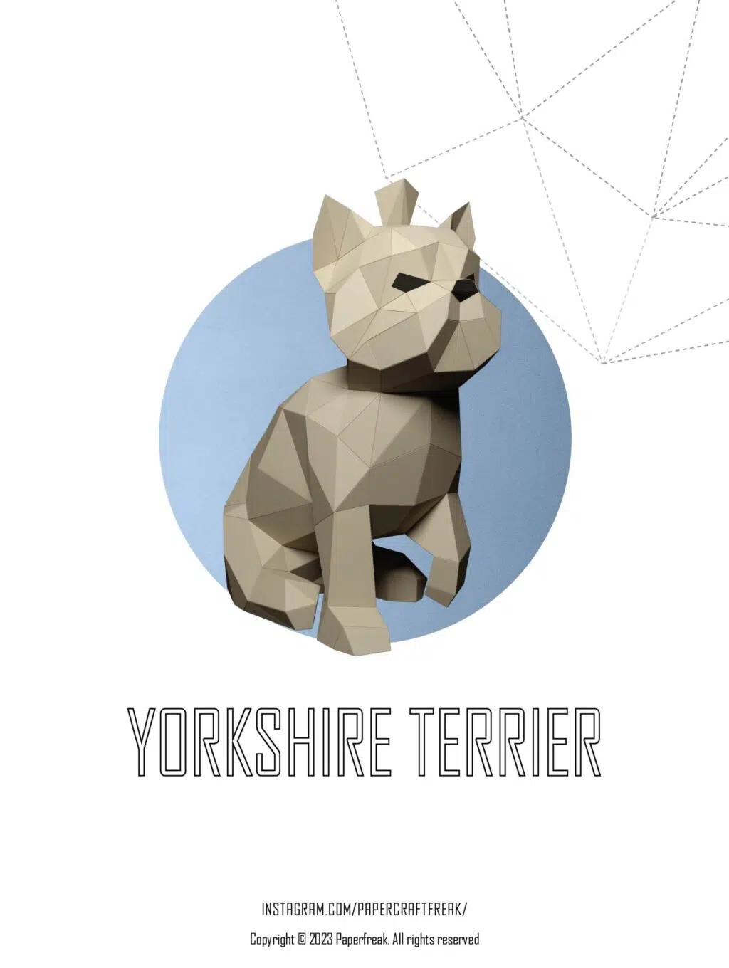 Papercraft chiot Yorkshire Terrier en origami 3D
