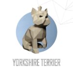 Papercraft Yorkshire Terrier puppy in 3D origami