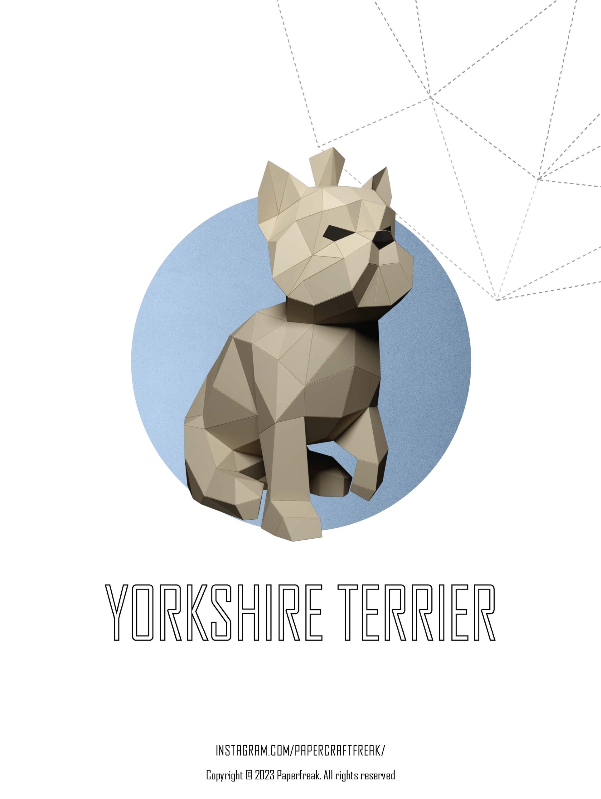 Papercraft Yorkshire Terrier puppy in 3D origami Papercraft Yorkshire Terrier puppy in 3D origami