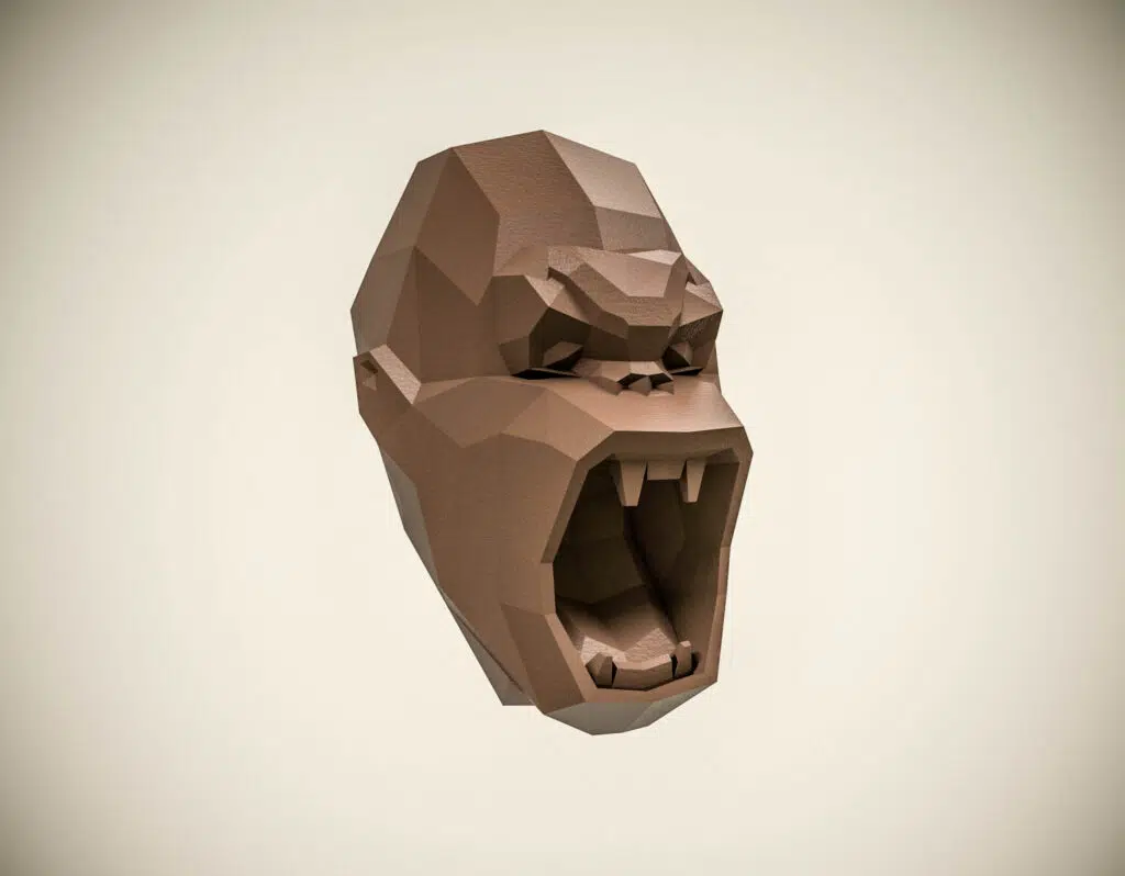 Papercraft de tête de singe royale en origami 3D