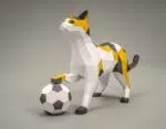 3D Origami Cat with Ball Papercraft, view 2