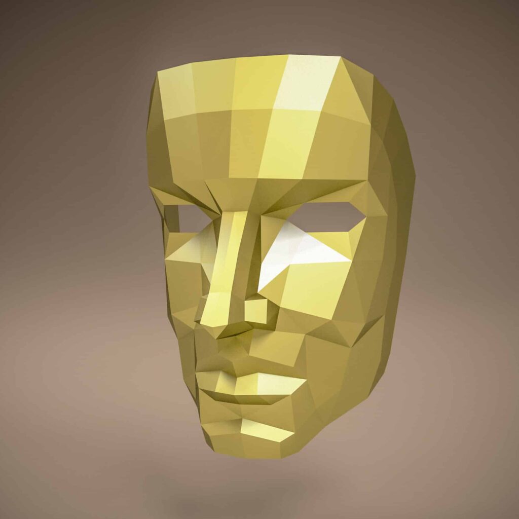 Papercraft male mask in 3D origami