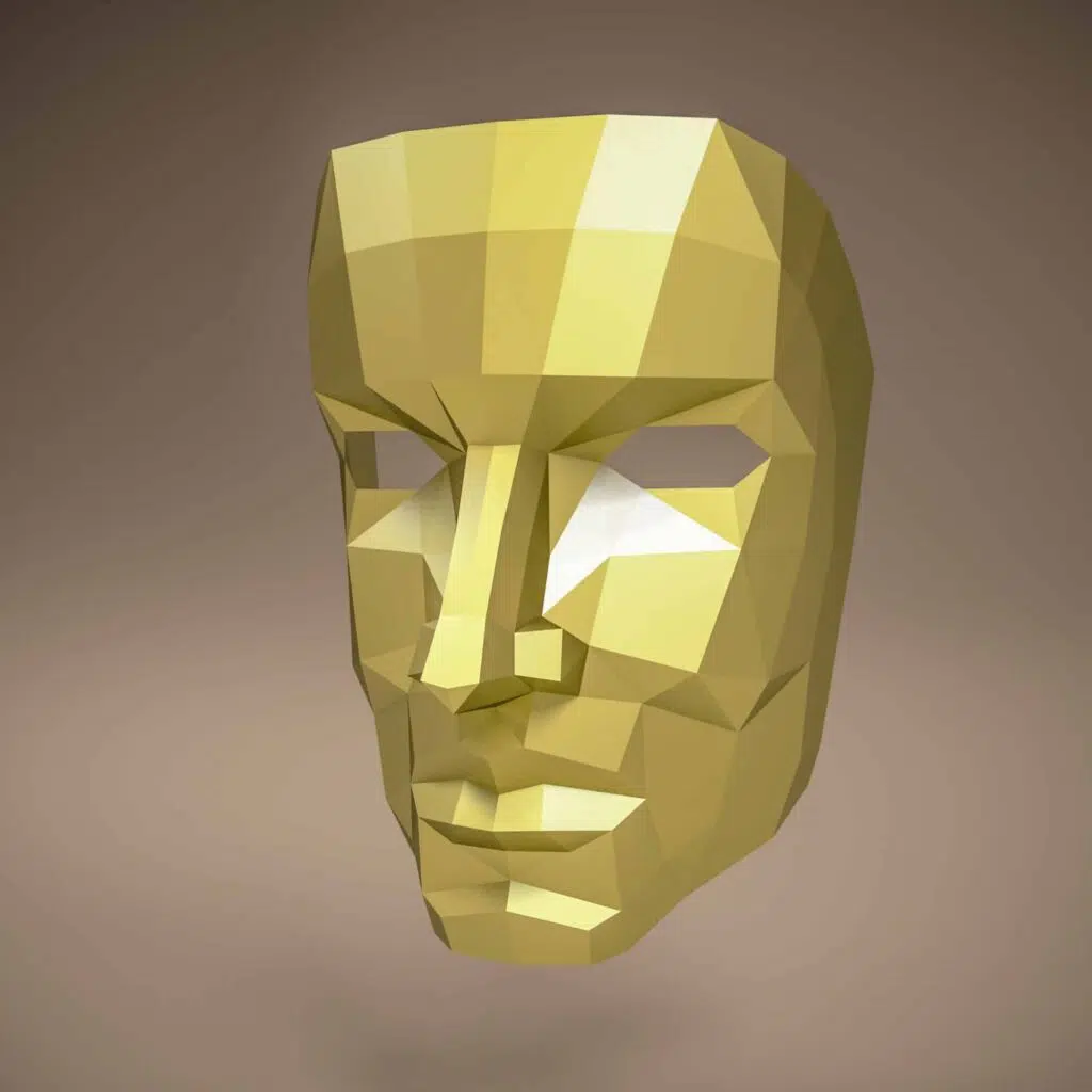 Papercraft eines maskulinen Gesichts als 3D-Origami