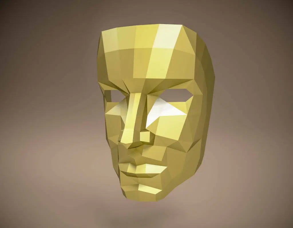 Papercraft de máscara masculina em origami 3D
