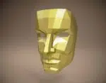 Papercraft de máscara masculina em origami 3D