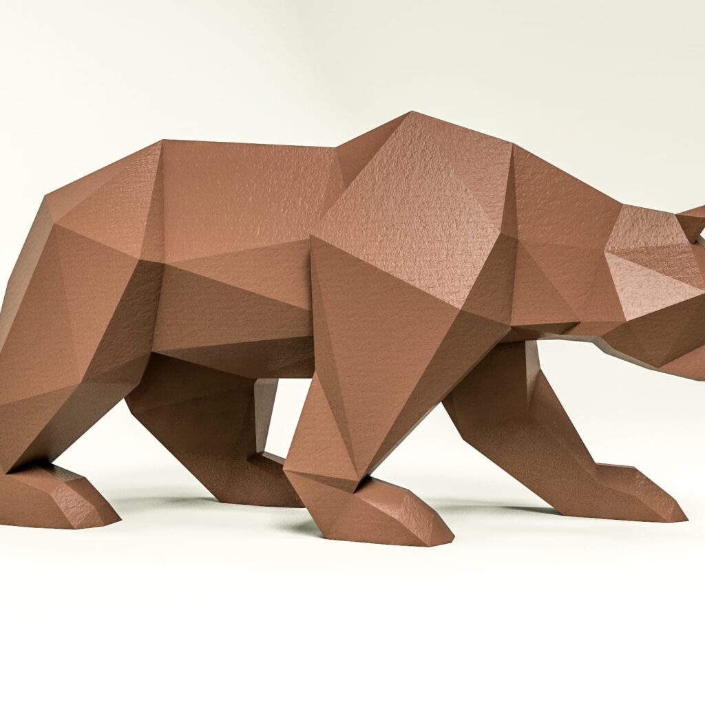 Papercraft brown bear in 3D origami
