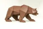 Papercraft bruine beer in 3D-origami, weergave 2