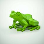 Papercraft frog in 3D origami