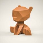 Papercraft of 3D origami bear