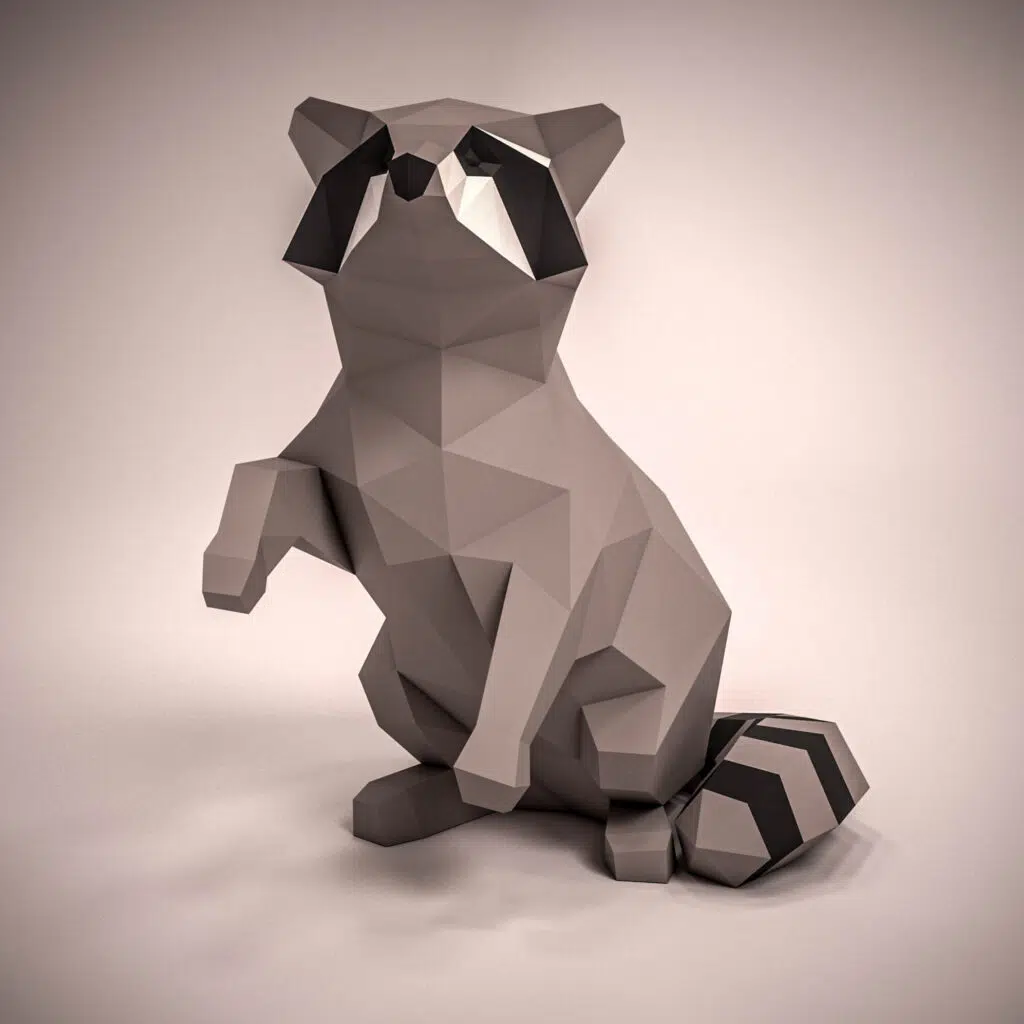 Papercraft Waschbär als 3D-Origami