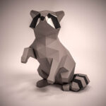 Papercraft eines Waschbären in Origami 3D