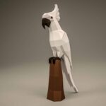 Papercraft de perroquet blanc en origami 3D