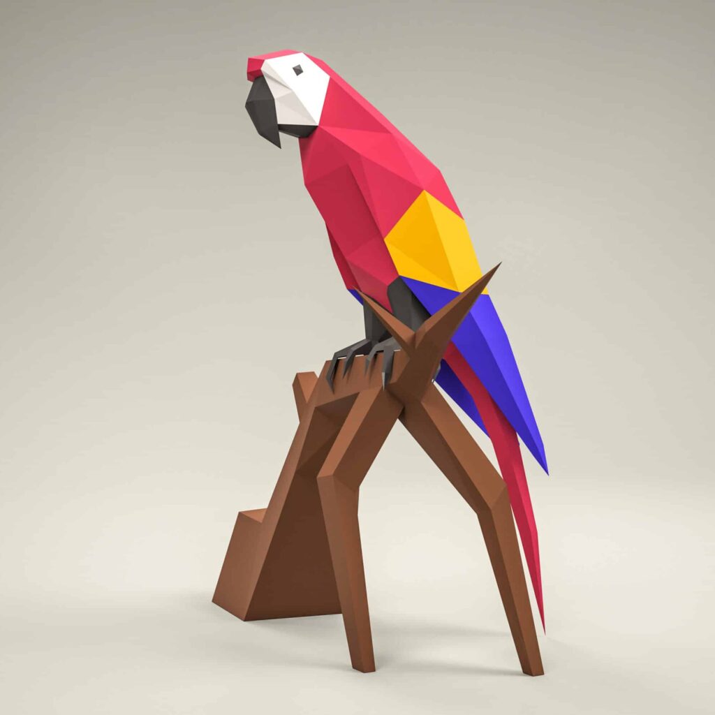 Papercraft parrot in 3D origami