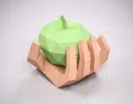 Hand met appel papercraft origami 3D, 3D-model