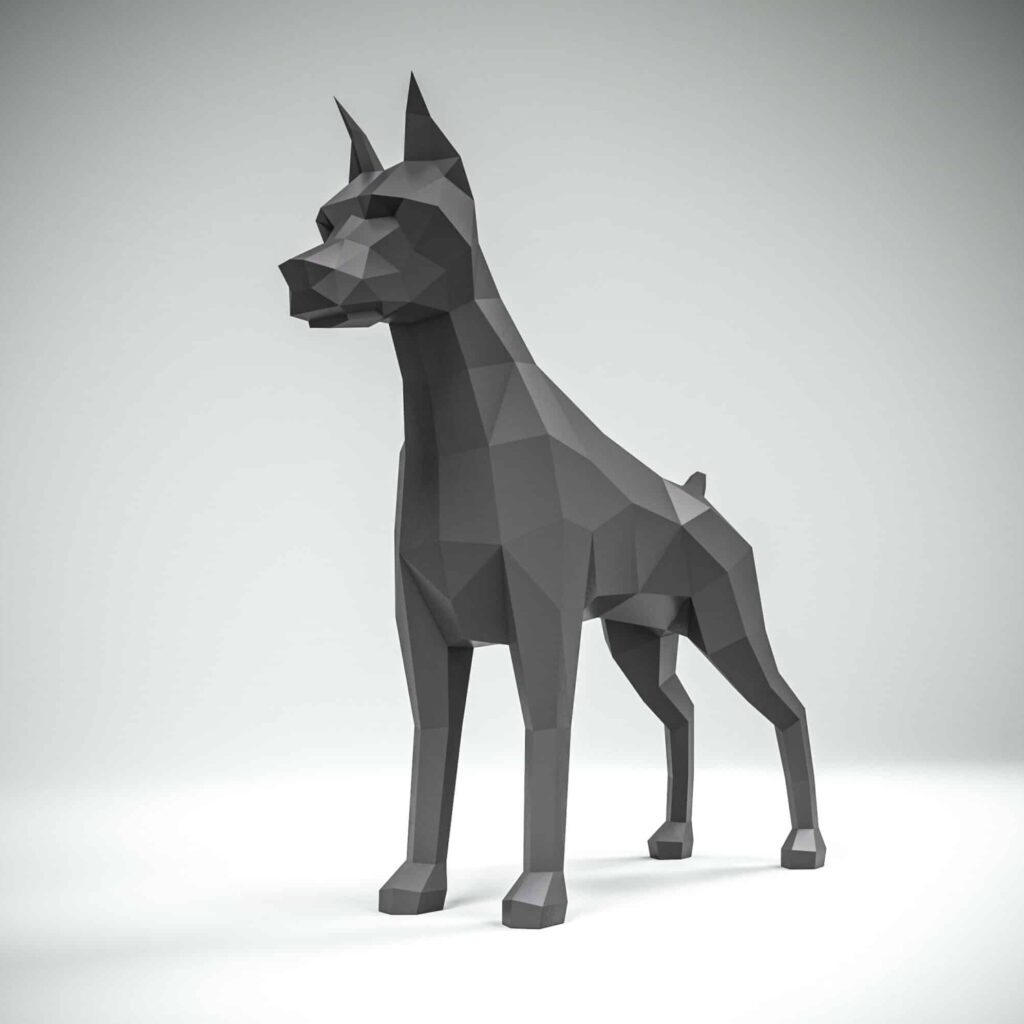 Papercraft de doberman en origami 3D Papercraft de doberman en origami 3D