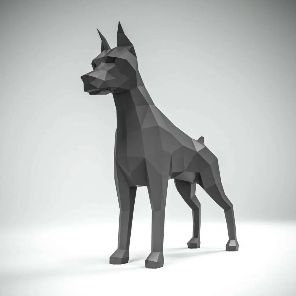 Papercraft de Doberman em origami 3D