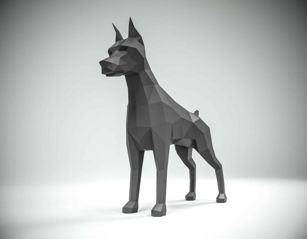 Papercraft di Doberman in origami 3D