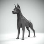 Papercraft 3D Doberman origami