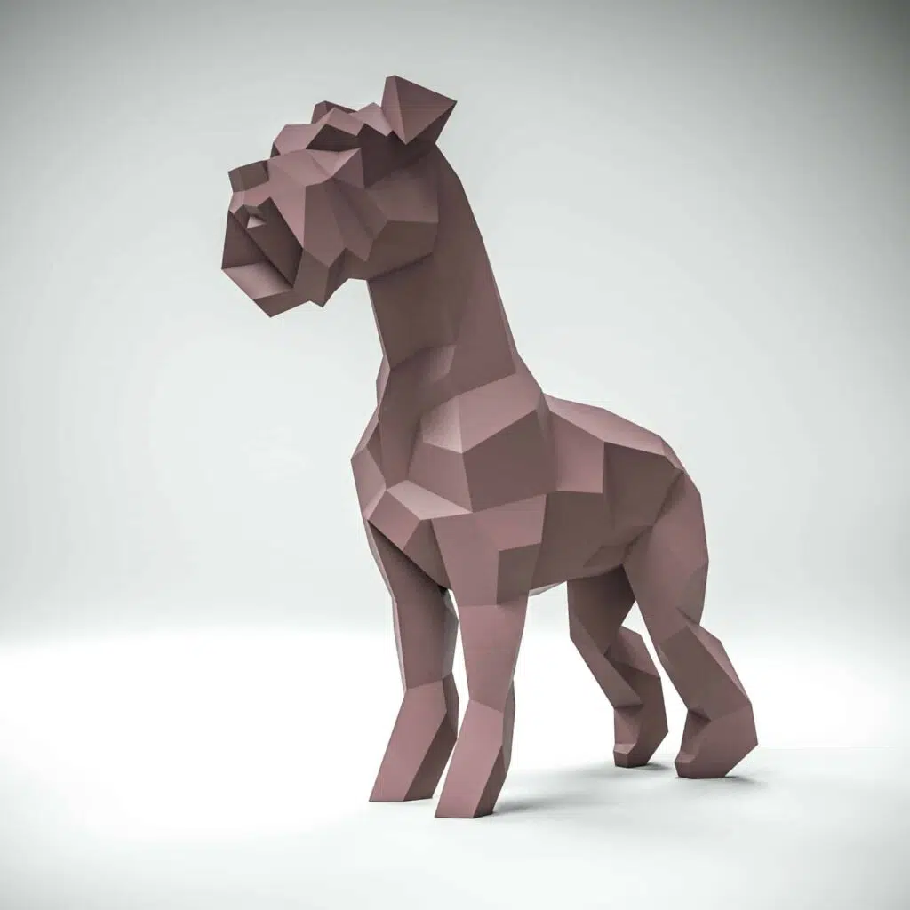 Stehendes malvenfarbenes Schnauzer Papercraft als 3D-Origami