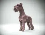 Stehendes malvenfarbenes Schnauzer Papercraft als 3D-Origami