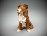 Papercraft of Border Collie in 3D origami