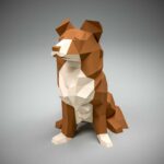 Papercraft of Border Collie in 3D origami
