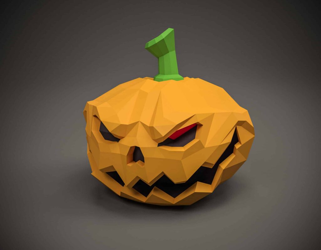 Papercraft-Kürbis für Halloween als 3D-Origami