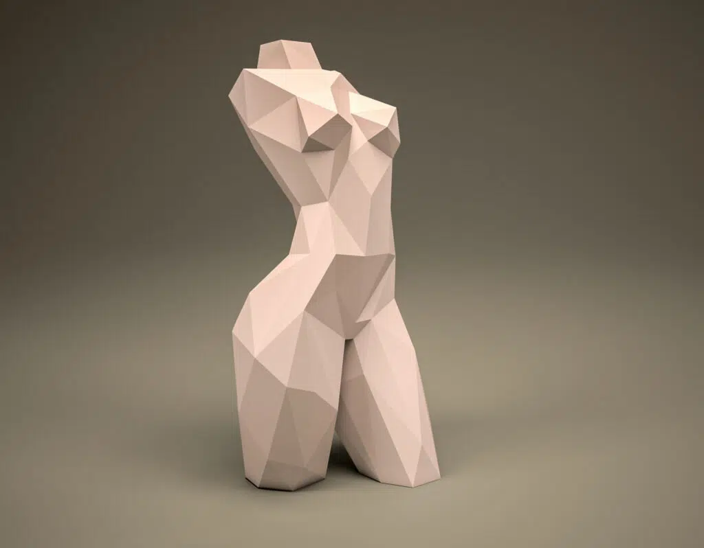 Papercraft de buste féminin en origami 3D