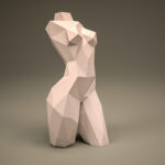 Papercraft einer Frauenbüste in 3D Origami