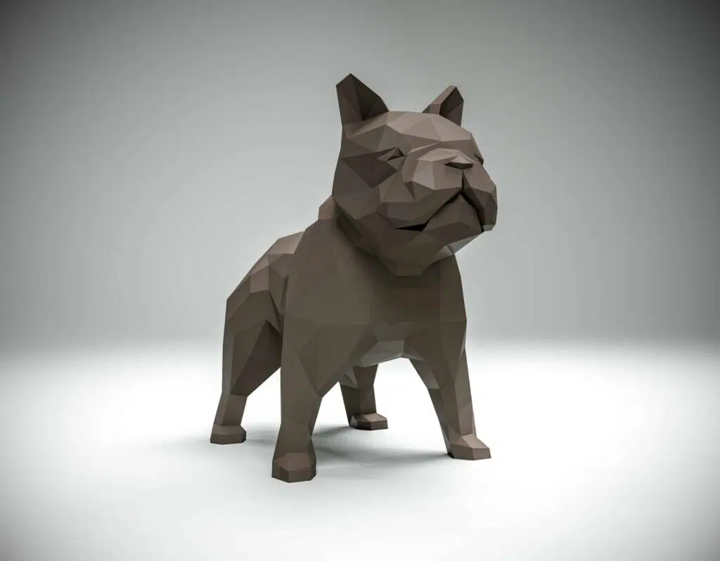 Franse bulldog papercraft in 3D-origami, 3D-model