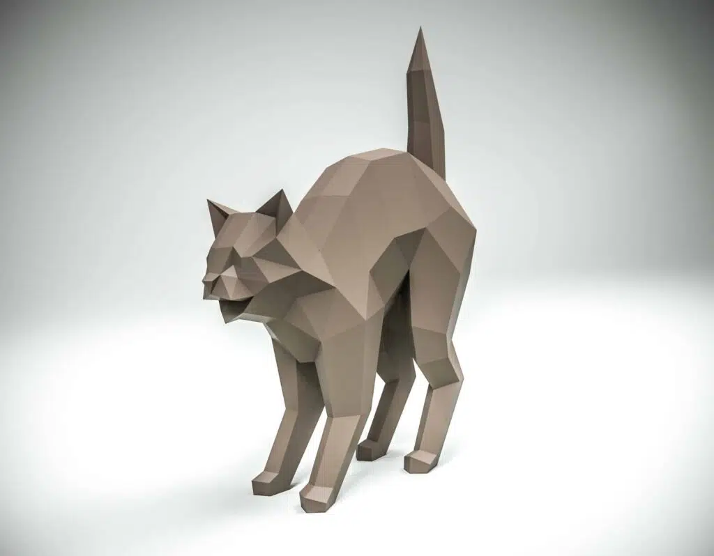 3D-papercraft van een kat met ronde rug, 3D-model