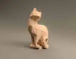 Papercraft di gatto seduto in origami 3D, vista 2