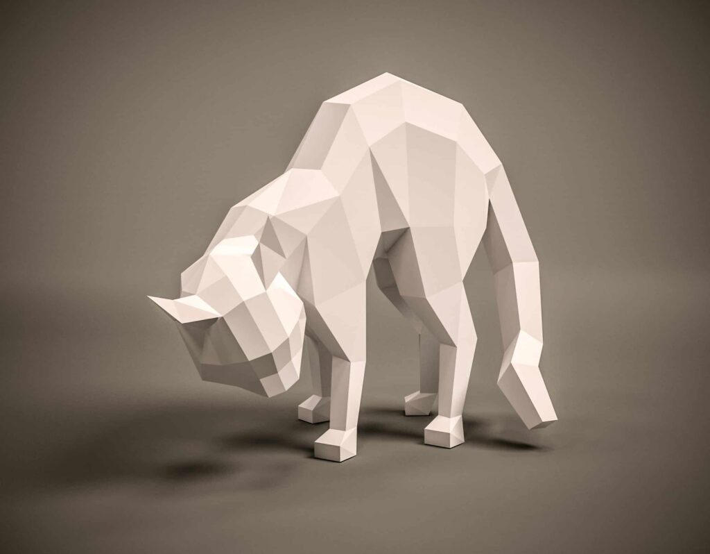 Papercraft Katze mit rundem Rücken in 3D-Origami