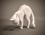 Papercraft de chat dos rond en origami 3D