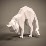 Papercraft de chat dos rond en origami 3D