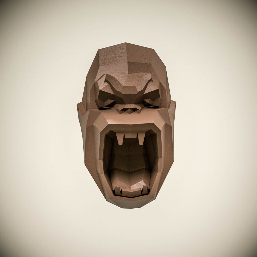 Papercraft de tête de singe royale en origami 3D