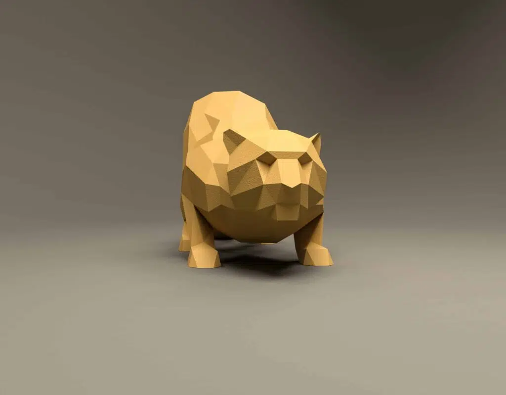 Kauernder Leopard als 3D-Origami-Papercraft