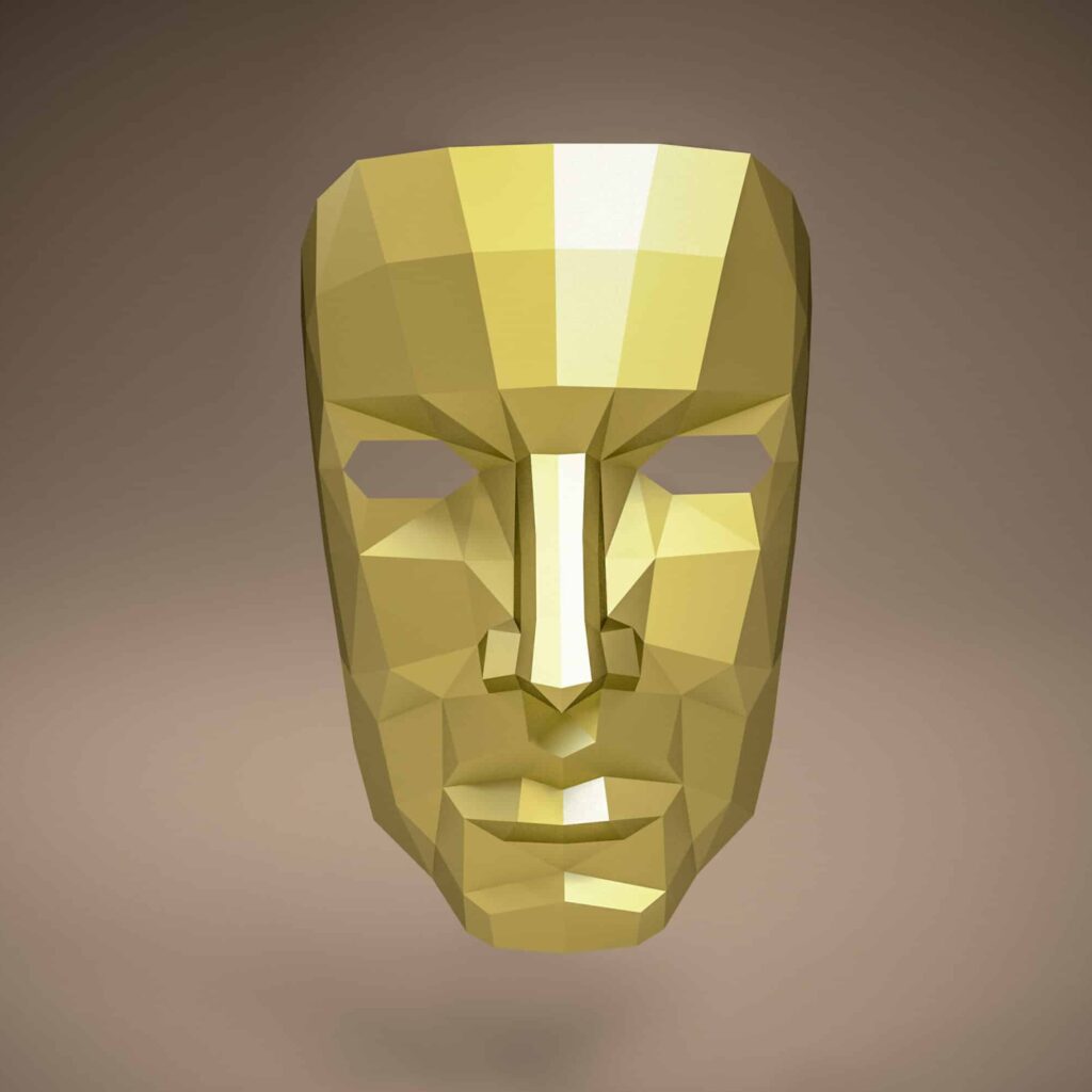 Papercraft male mask in 3D origami