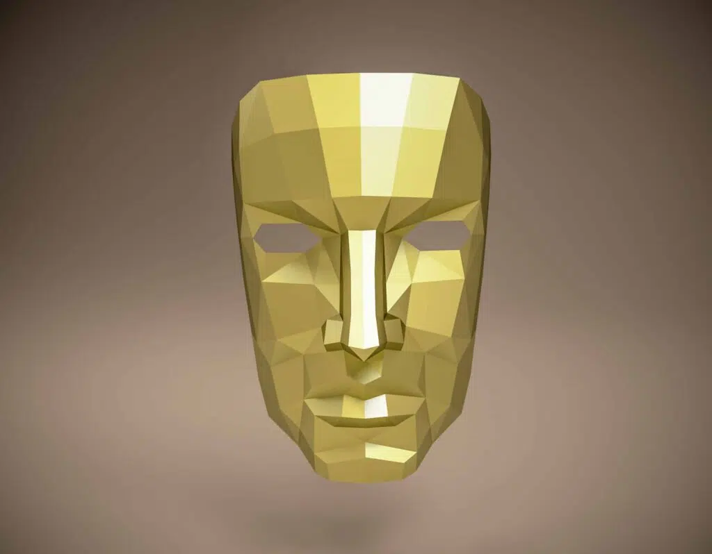 Papercraft de máscara masculina em origami 3D